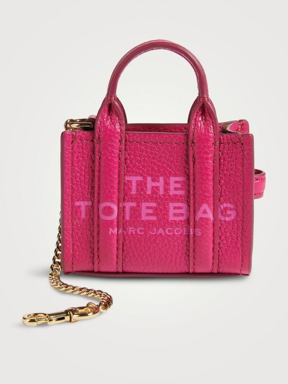 MARC JACOBS The Nano Leather Tote Bag Charm Lipstick Pink